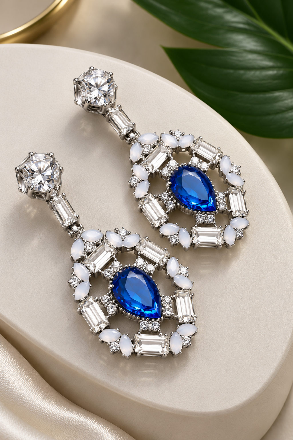 Blue Sapphire Crystal Earrings